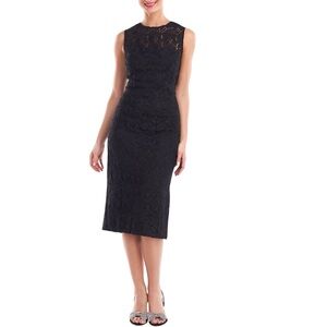 JS Collections Black Theodora Midi Sheath Sleeveless Dress Size 4